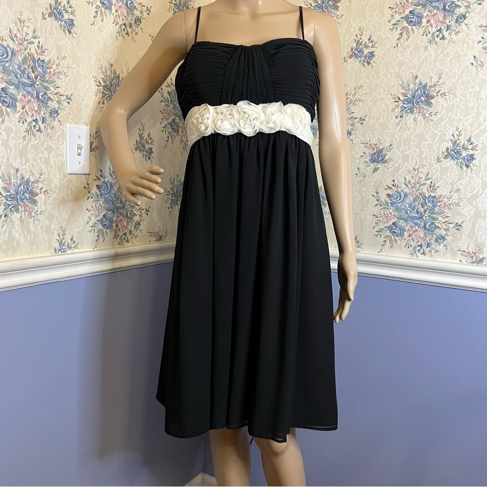David's Bridal Chiffon Black Formal Empire Waist Cocktail Prom Dress, Size 10